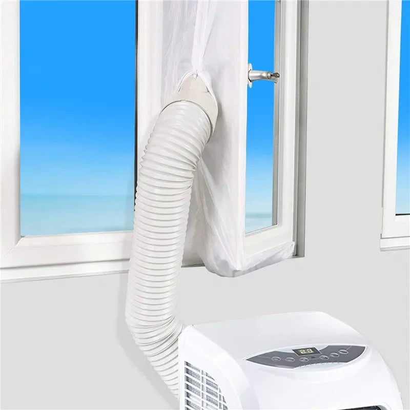 Airlock Window Seal with Zip for Portable Air Conditioner Flexible Cloth Sealing Seal Adhesive Fastfor Mobile Air Conditioner