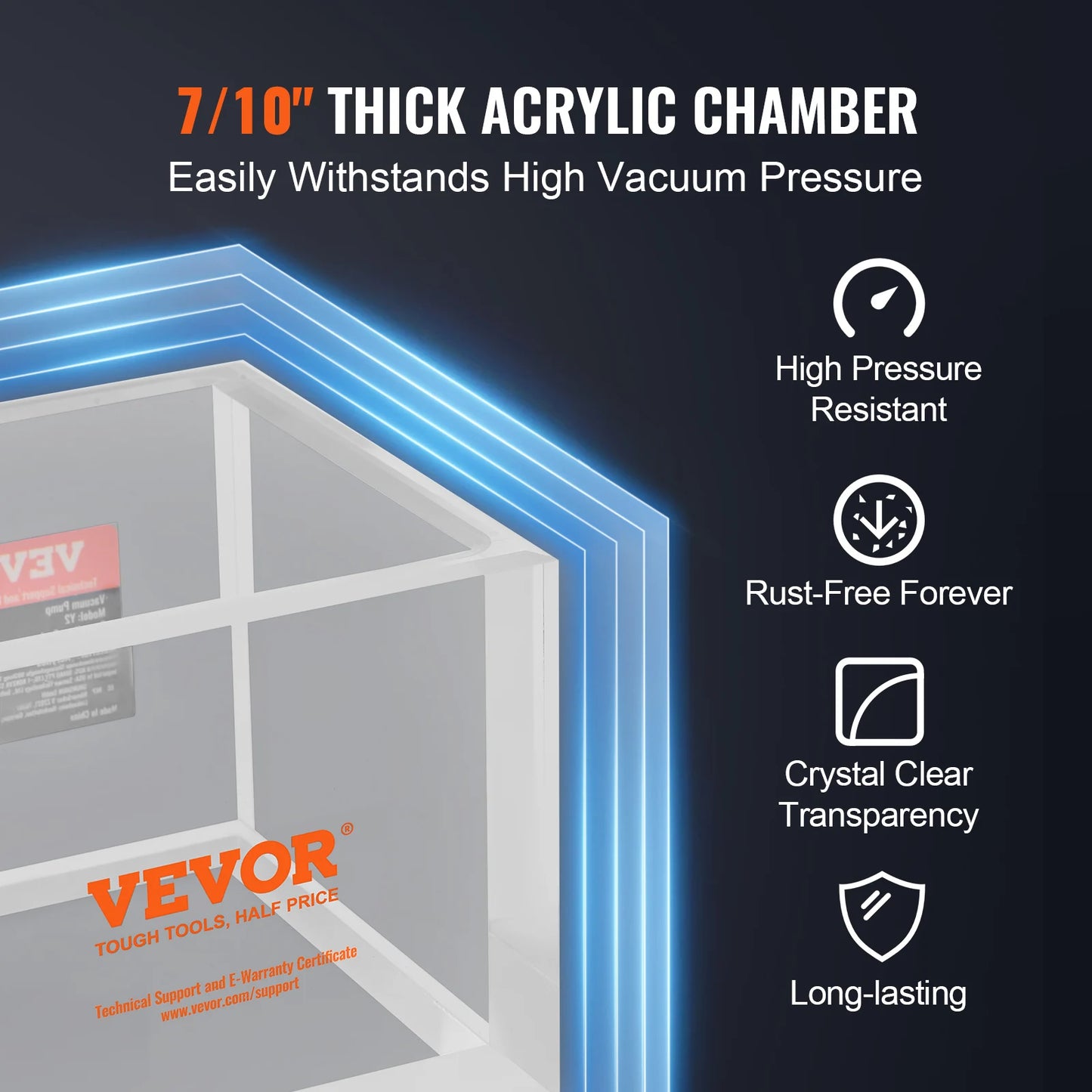 SucceBuy 2 Gallon Vacuum Chamber Upgraded Multipurpose Acrylic for Resin Silica Degassing Gel Gypsum Degassing Vacuum Extraction