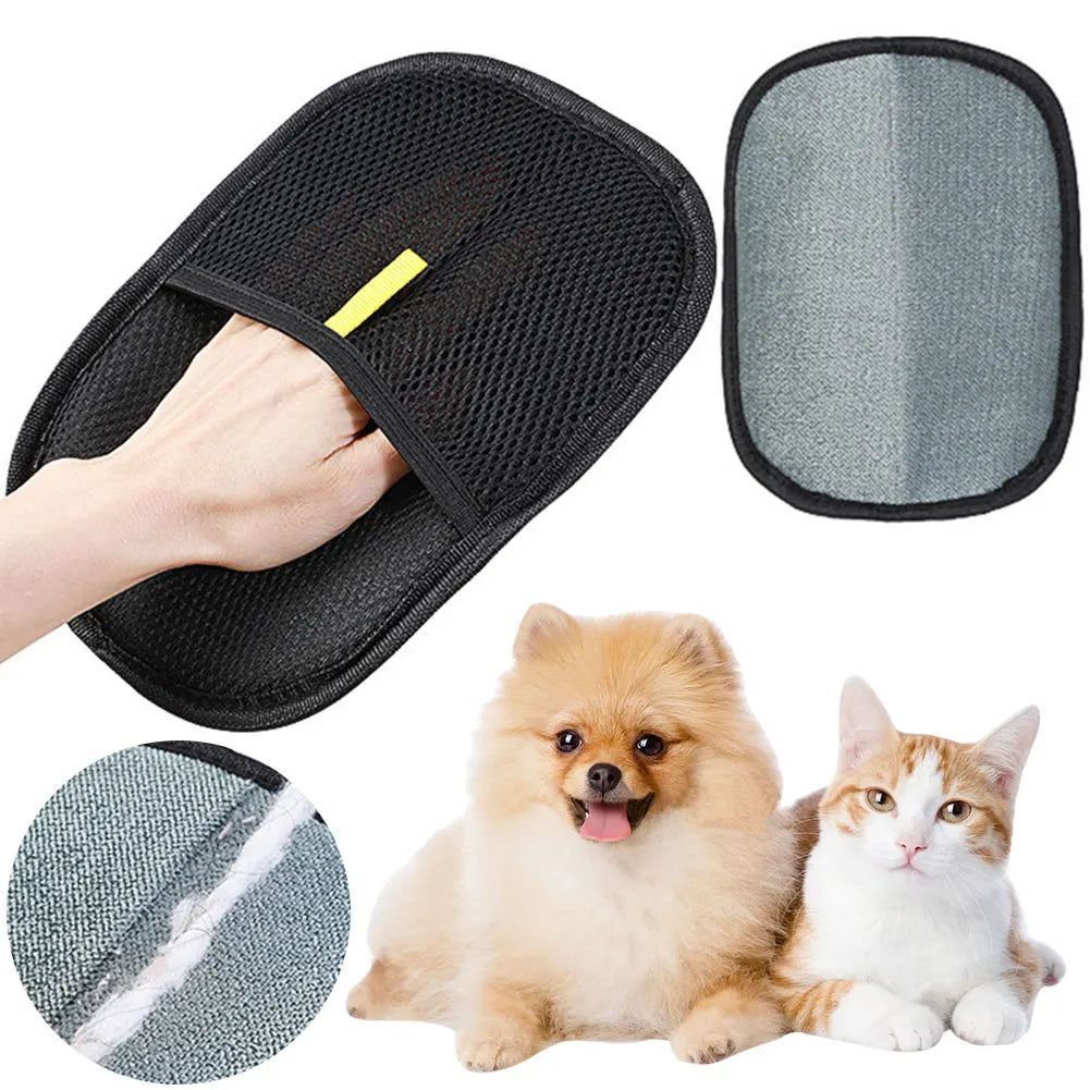 Pet Electrostatic Hair Removal Gloves Pet Grooming Gloves Dog Cat Deshedding Brush Glove Double-Sided Fur Hair Cleaning Gloves