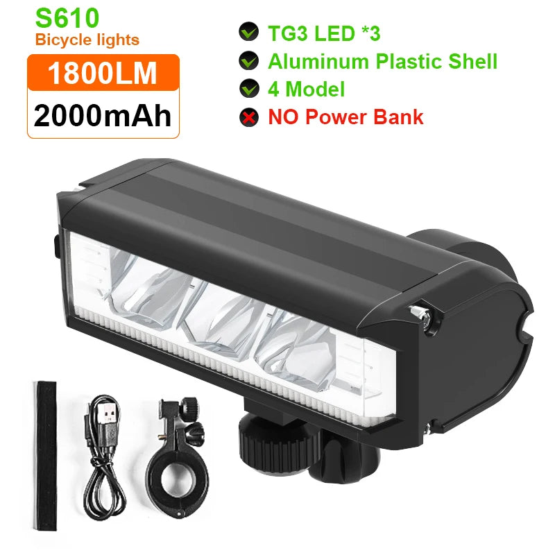 Bicycle Light 8000mAh 5 LED Bike Light Front Rechargeable LED Flashlight 5200LM Headlight with Power Bank Bicycle Accessories