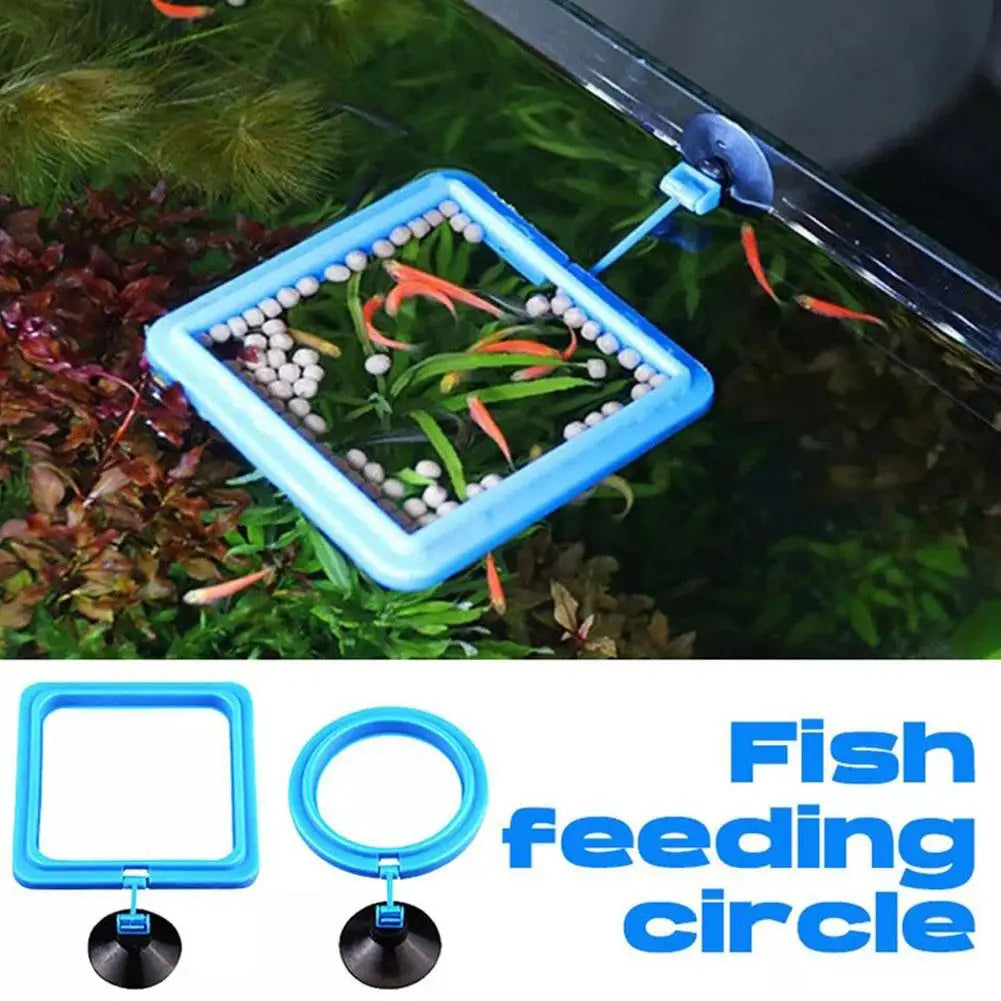 Aquarium Fish Feeding Fish Tank Blue Floating Station Food Tray Feeder Prevent Food Dispersion Fish Pinch with Suction Cup