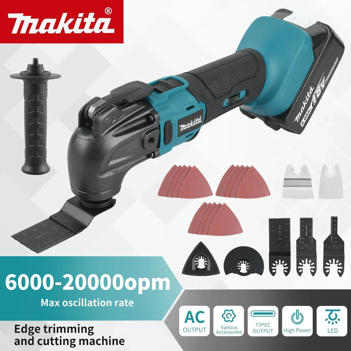 NEW 2026 Makita 18V Handheld Trimming Cutter 18/20V Li-Ion Powered 6-Gear 326-340mm Lightweight for Home and Workshop Use