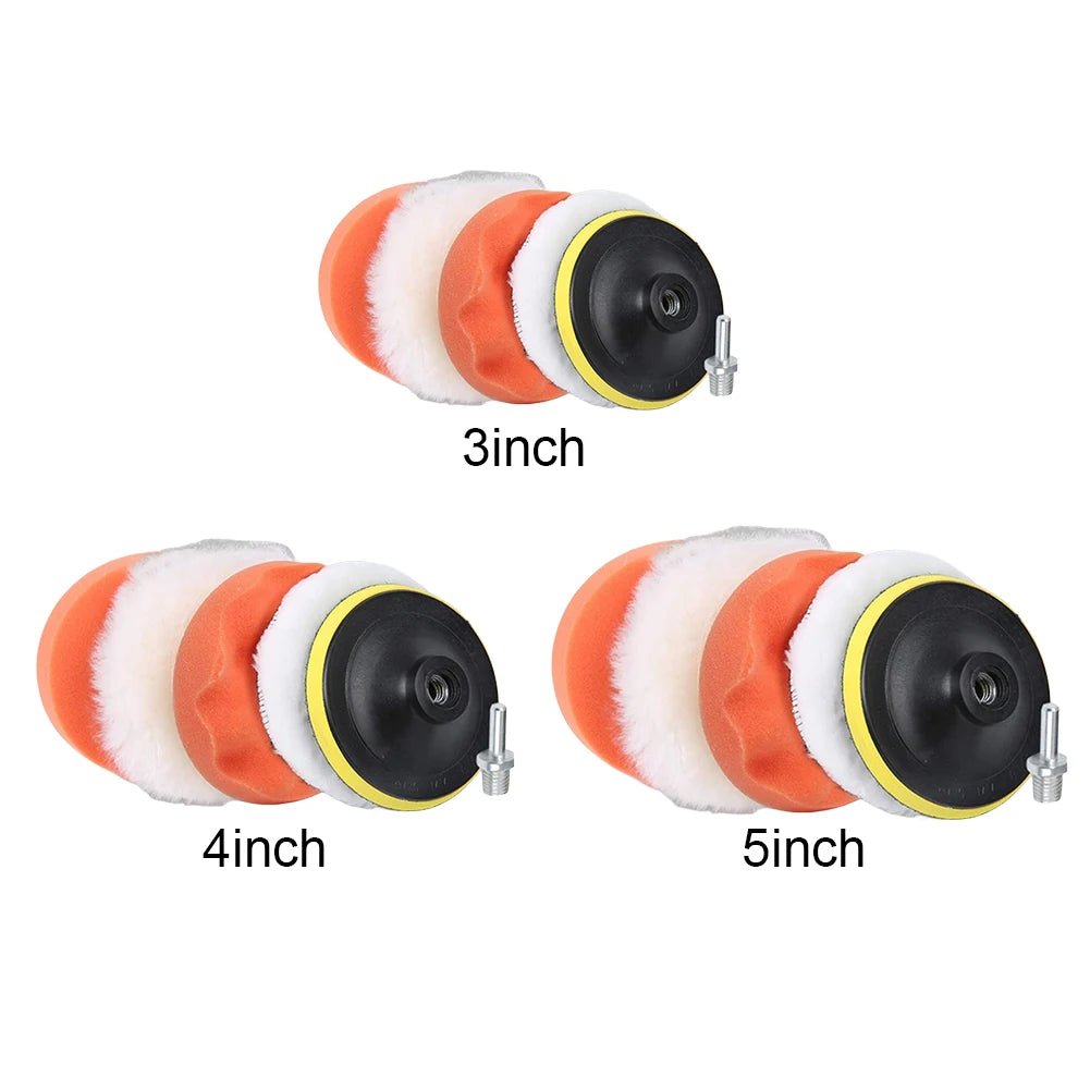3/4/5 Inch Foam Pad Buffer Kit Reusable Car Polishing Sponge Pads Kit Wool Buffer Drill Wheel Polisher for Auto Remove Scratches