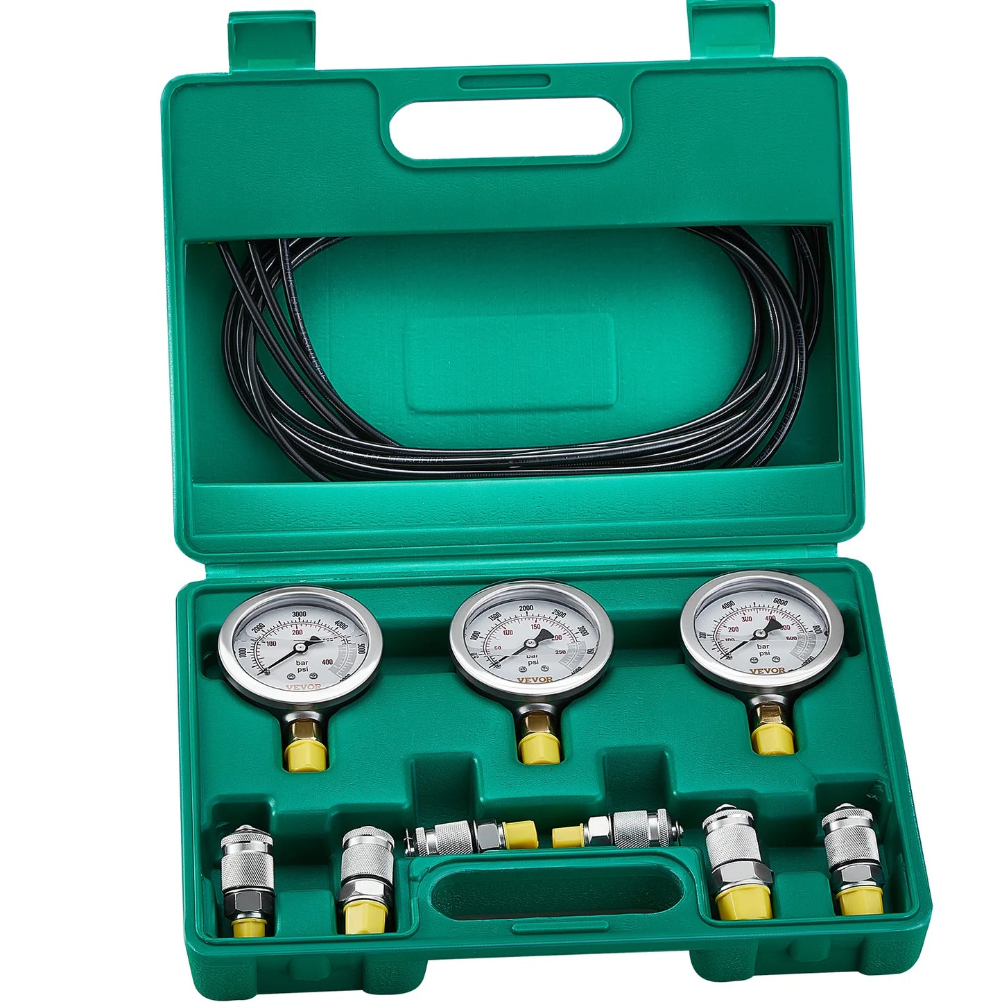 SucceBuy Hydraulic Pressure Test Kits Excavator Hydraulic Test Gauge Sets with Carrying Case for Excavator Tractor Machinery