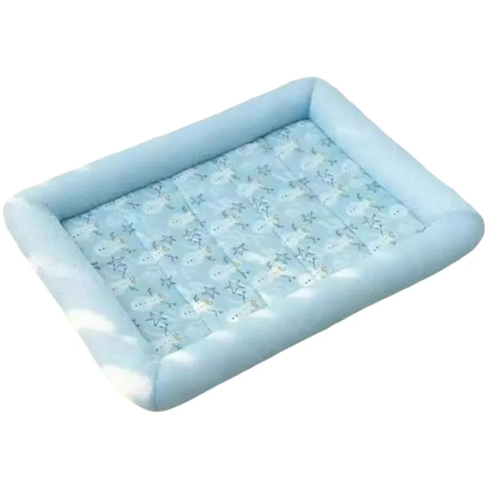 Square Cooling Puppy Bed Breathable Soft Dog Sleeping Pad Neck-protecting Dirt-resistant Pet Cooling Mat for Dogs Cats