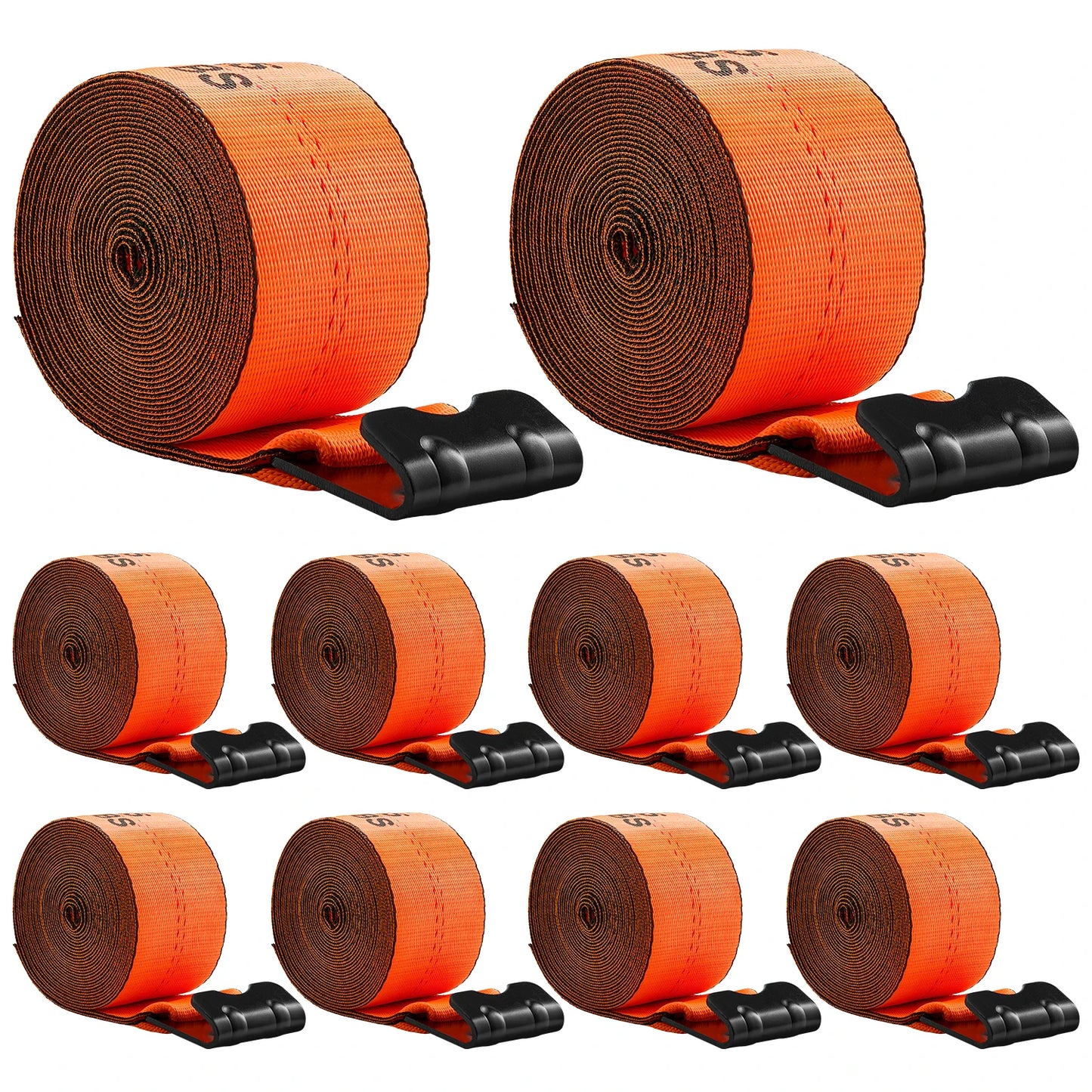 SucceBuy 10Pack Winch Truck Straps 4in x 30ft with Flat Hook 18000lbs Cargo Tie-Down Trailer Straps for Flatbeds Farms & Rescues