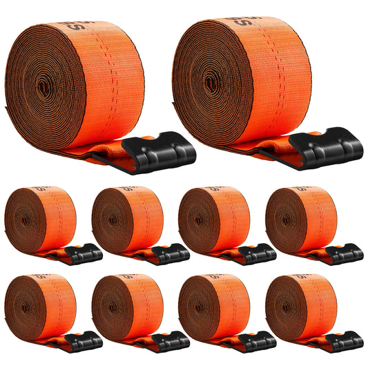 SucceBuy 10Pack Winch Truck Straps 4in x 30ft with Flat Hook 18000lbs Cargo Tie-Down Trailer Straps for Flatbeds Farms & Rescues
