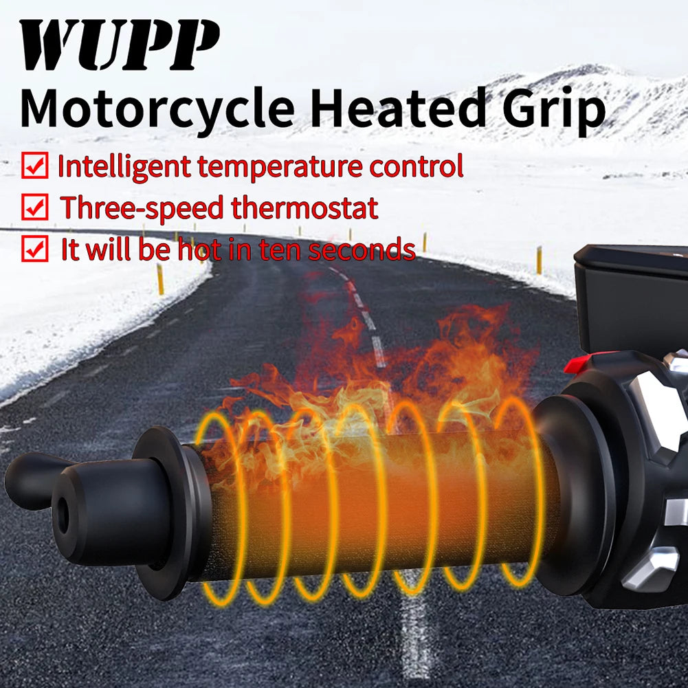 Electric Heated Grip Cover 12V Anti Slip Motorcycle Hand Heated Grips 3 Gear Waterproof Anti Vibration with Switch Hot Handlebar