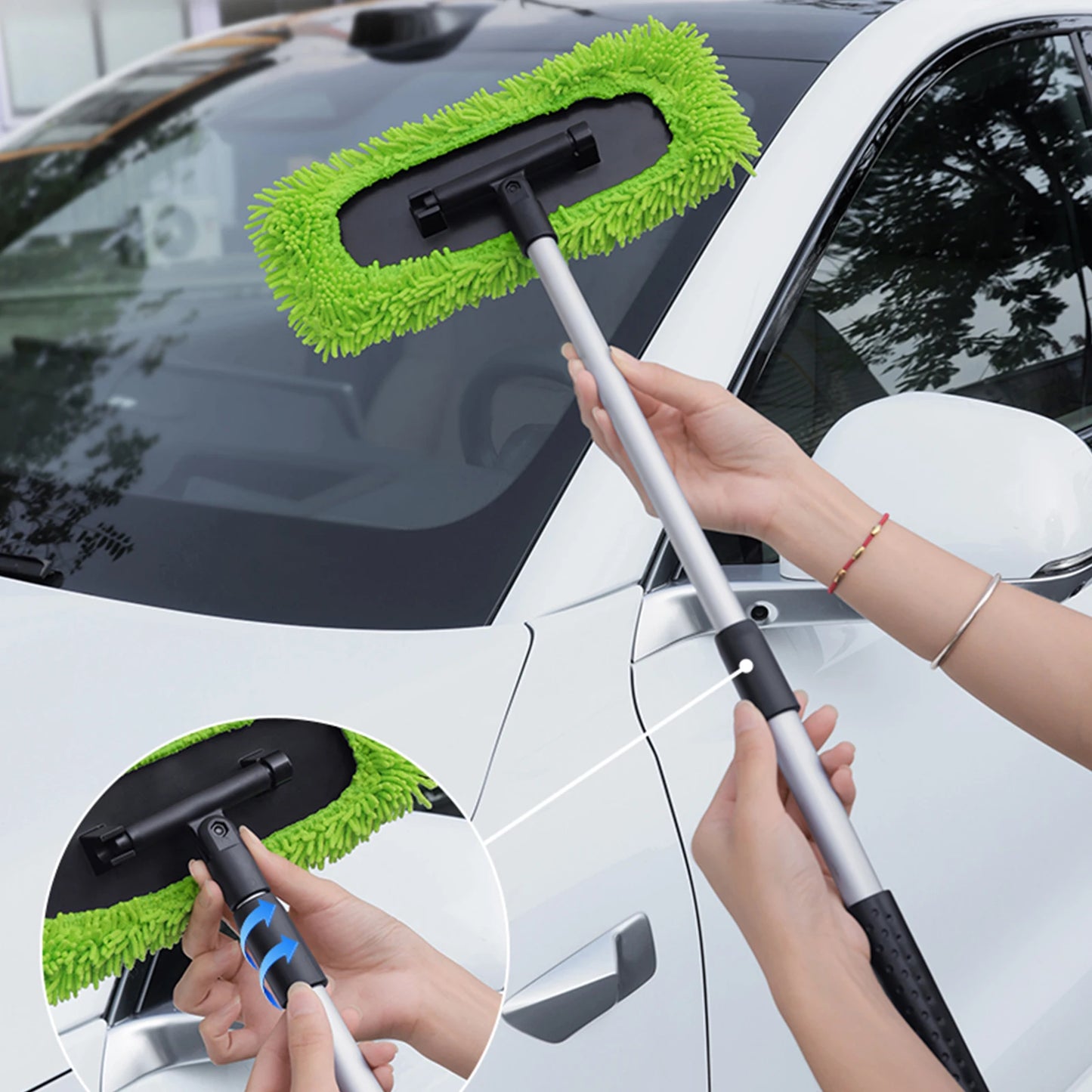 Car Cleaning Brush for Windshield Telescopic Defogging Cleaner Dust Remover Tool Auto Windscreen Cleaning Brush for Car Mirrors