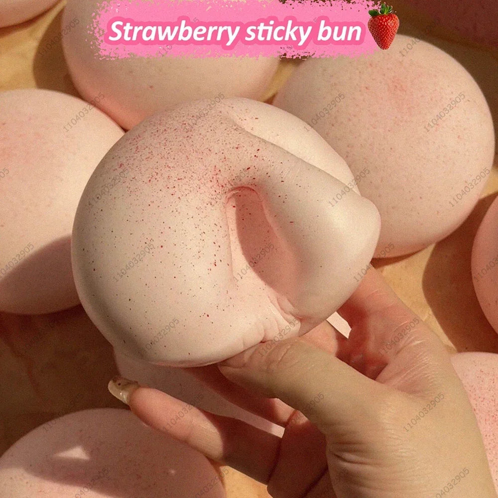 Strawberry Moist Slow Rising Bread Bun Squishy Toys Soft Sensory Fidget Toy for Stress Anxiety Relief ADHD Gift for Kids Adults