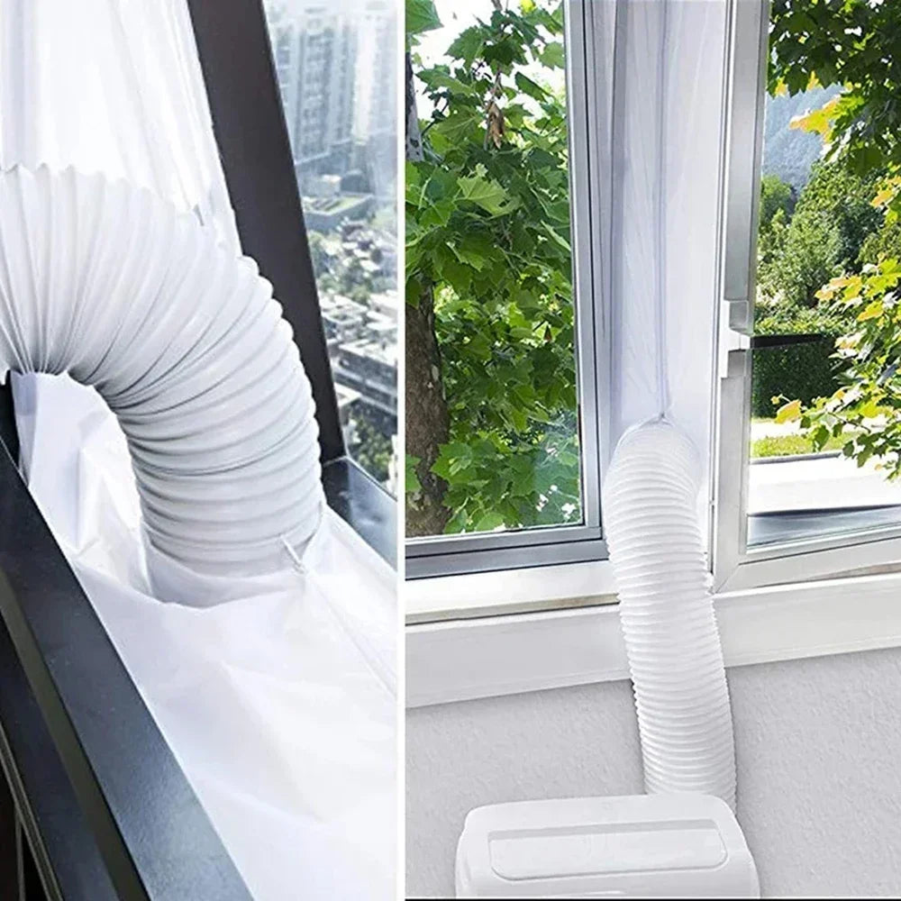 AirLock Window Seal for Portable Air Conditioner,3m 4m Flexible Cloth Sealing Plate Window Seal with With Zip and Adhesive Fast