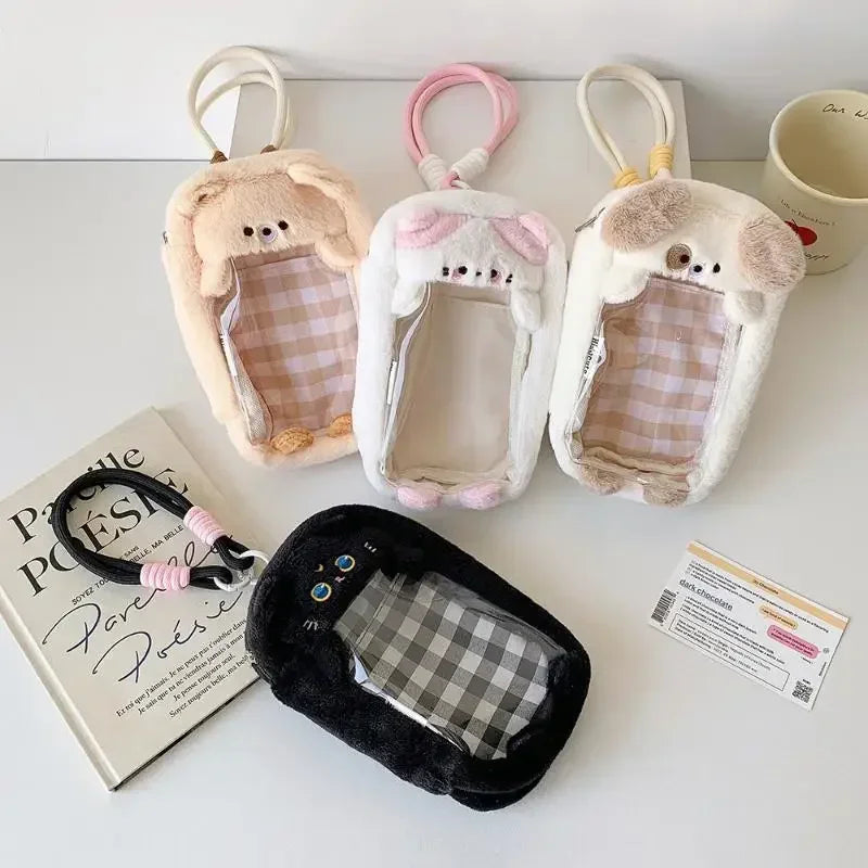 Cartoon Plush Doll Dustproof Storage Bag Doll Display Bag With Keyring Mini Mystery Box Dolls Organizer Pouches For 15cm Doll