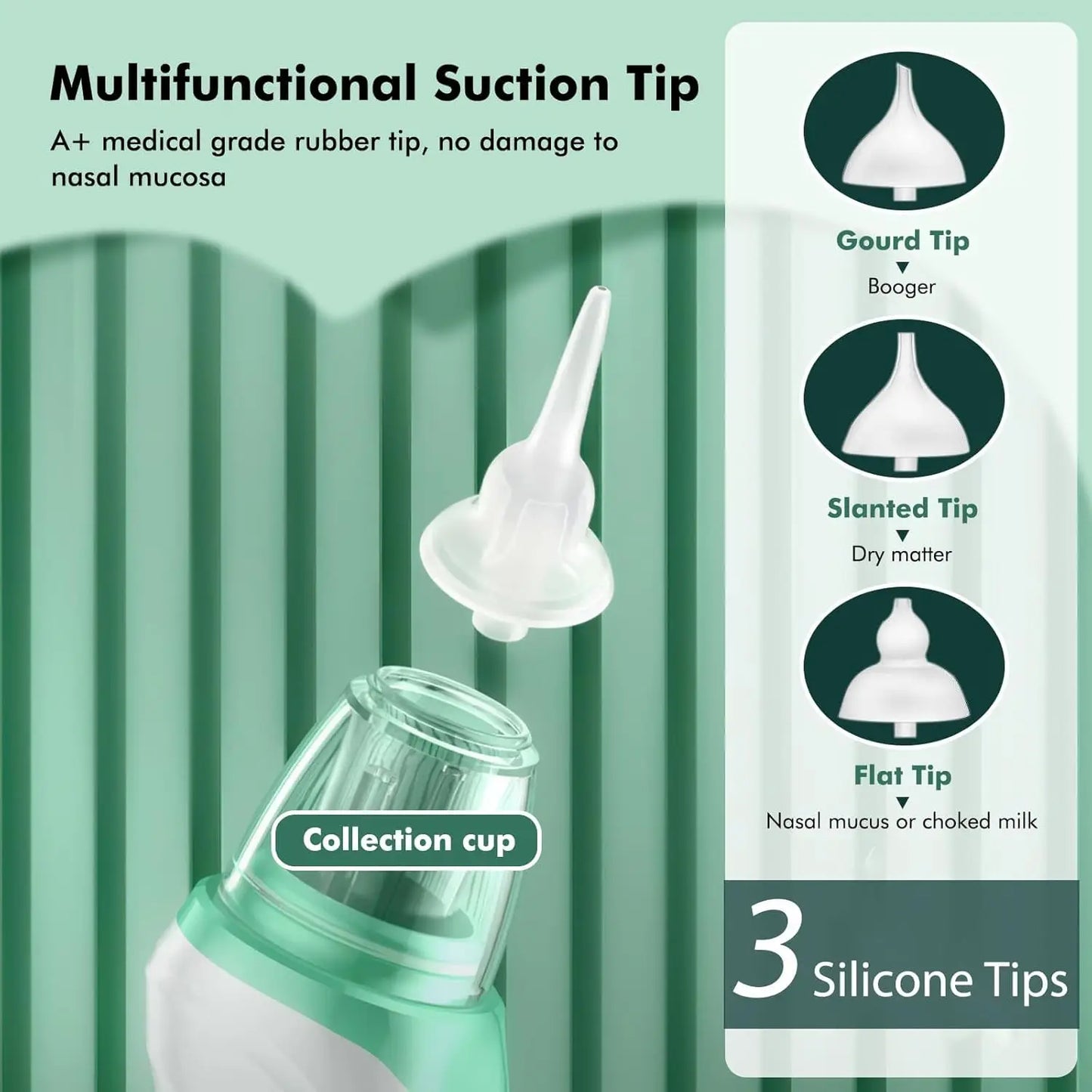 Electric Nasal Aspirator for Baby,Automatic Nose Cleaner with 3 Silicone Tips,Adjustable Suction Level,Anti-Backflow Nose Cleane