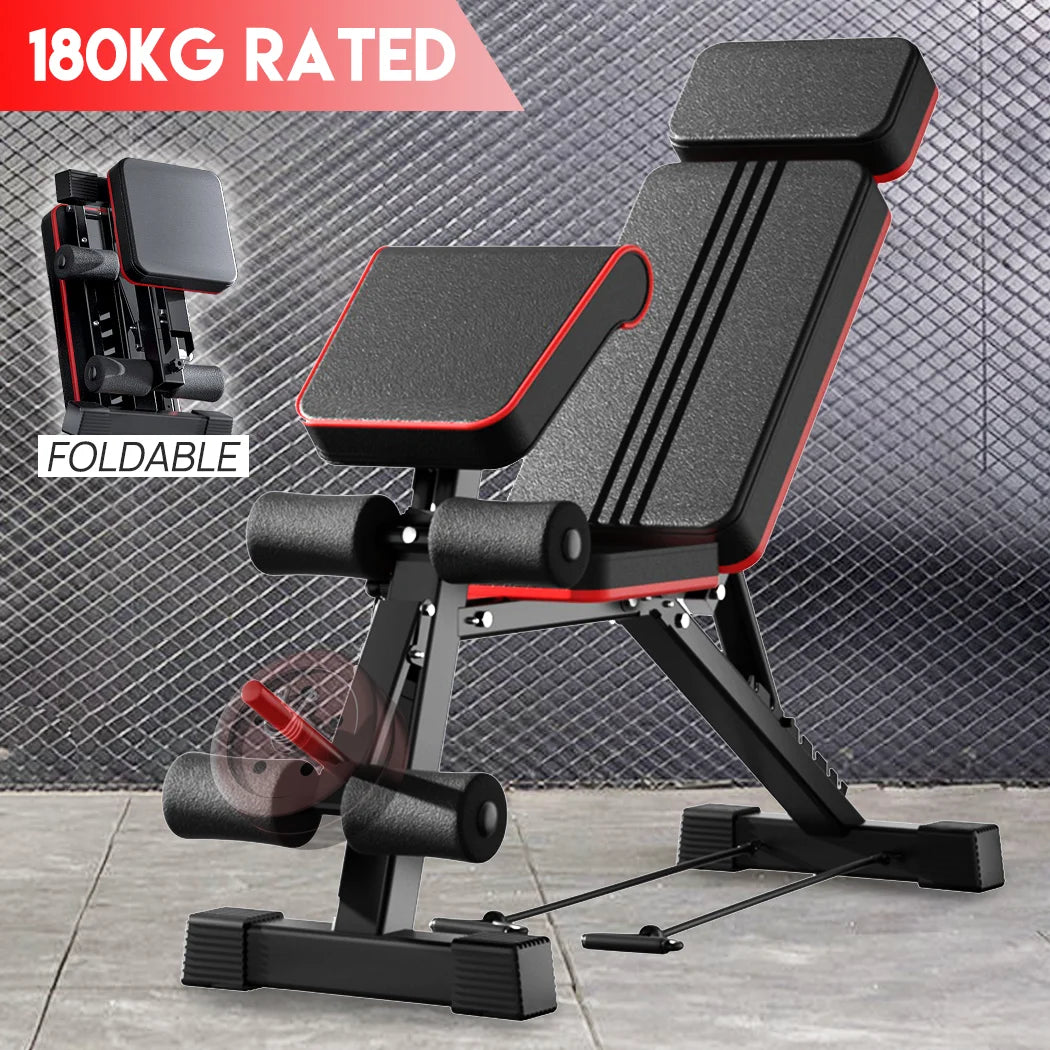 Foldable Gym Weight Bench Dumbbell Bench w/ Leg Lift Home Gym Storage