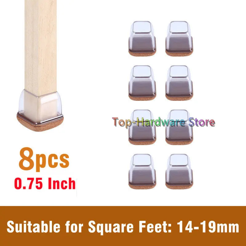8Pcs TPE Silicone Chair Leg Floor Protectors with Felt,Chair Leg Caps,Furniture Leg Feet Protection Cover Protect Hardwood Floor