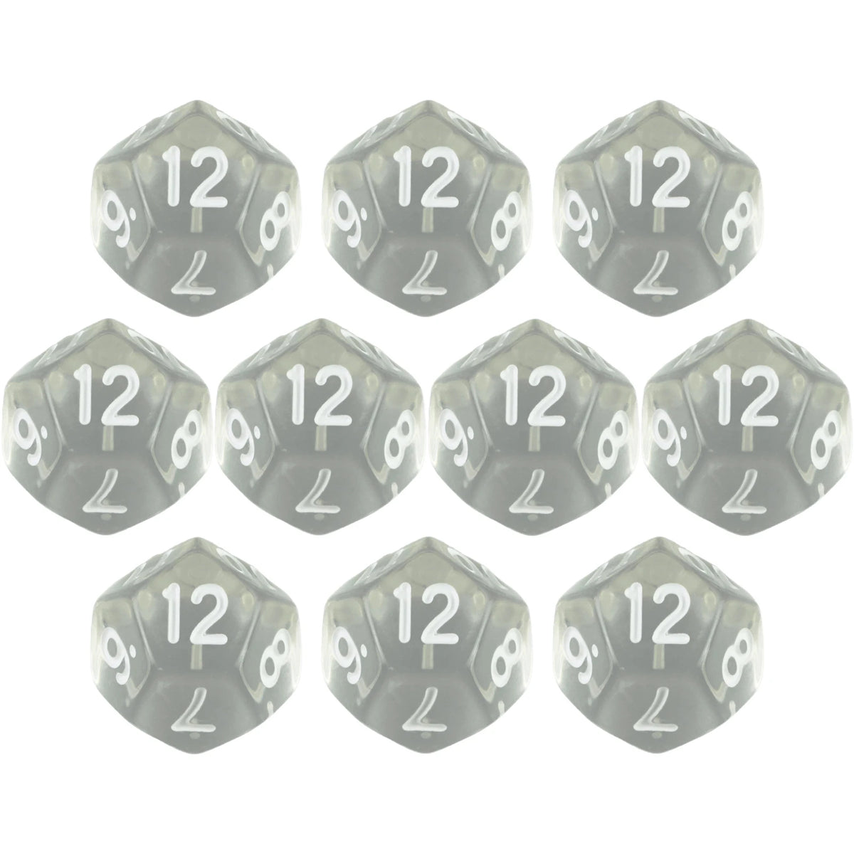 10pcs/set Polyhedral 12 Sided Dice Transparent D12 Dice for DND TRPG Table Game Entertainment Supplies