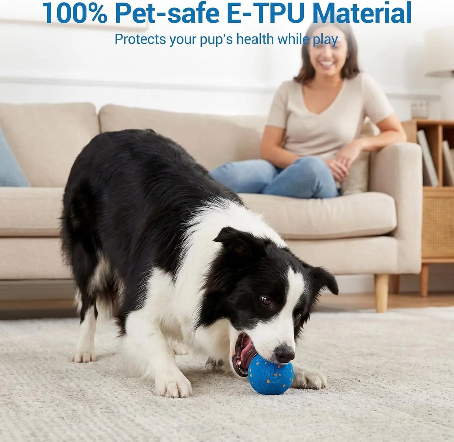 Smart Interactive Dog Toy Ball, Automatic Moving Rolling & Bouncing, Motion Activated E-TPU Dog Ball, Waterproof Chew Resistant