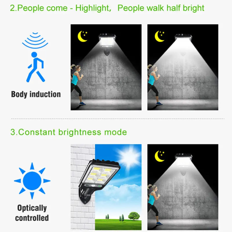 3000W Solar Flood LED Light Motion Sensor Security Wall Yard Street Outdoor Lamp