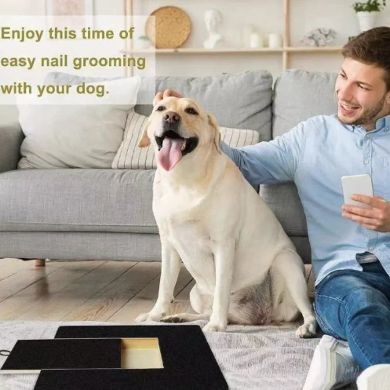 Wooden Pet Scratching Board with Built-in Treat Box Dog Nail Trim Pad Pull-Out Nail Scratch Board Toy Sandpaper Board Scratcher