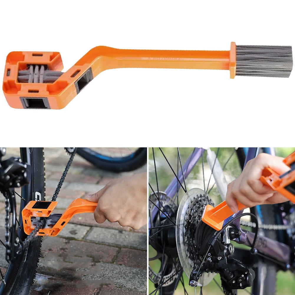 Bicycle Chain Clean Brush Double Head Motorcycle Chain Cleaning Brush Multifunction Portable Chain Gear Cleaning Tool
