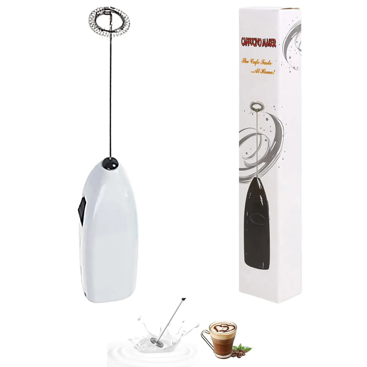Electric Milk Frother Handheld Battery Powered Coffee Foam Maker Mini Whisk Mixer for Latte Cappuccino Egg Hot Chocolate