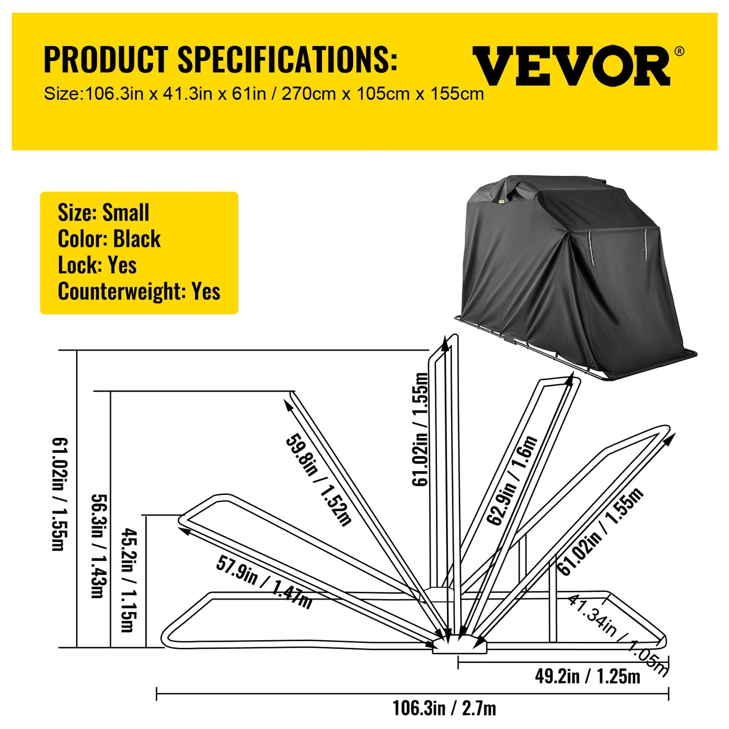 SucceBuy Universal Waterproof Motorcycle Cover Outdoor Shelter Protection Moto Accessories Storage Garage Use for Dust UV Etc