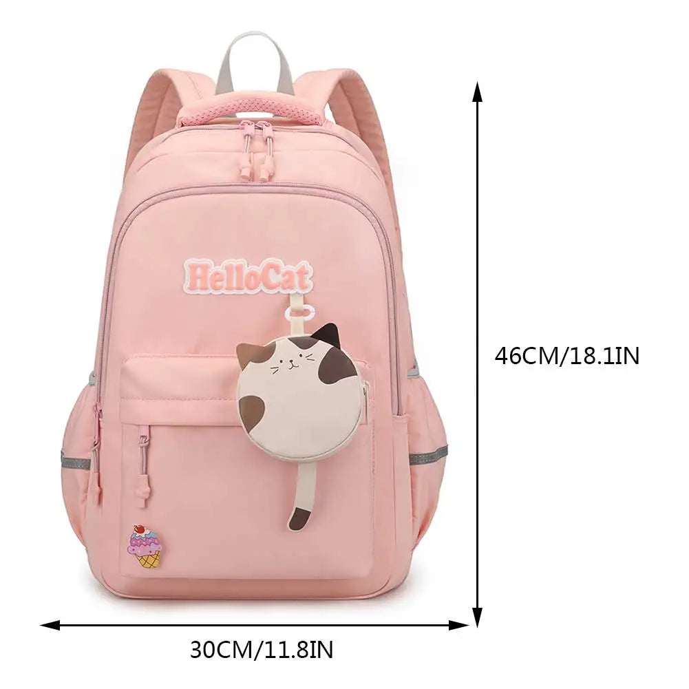 Nylon Campus Backpack Adjustable Shoulder Straps Cartoon Messenger Bag Multi Pocket Design with Zipper Campuses Supplies