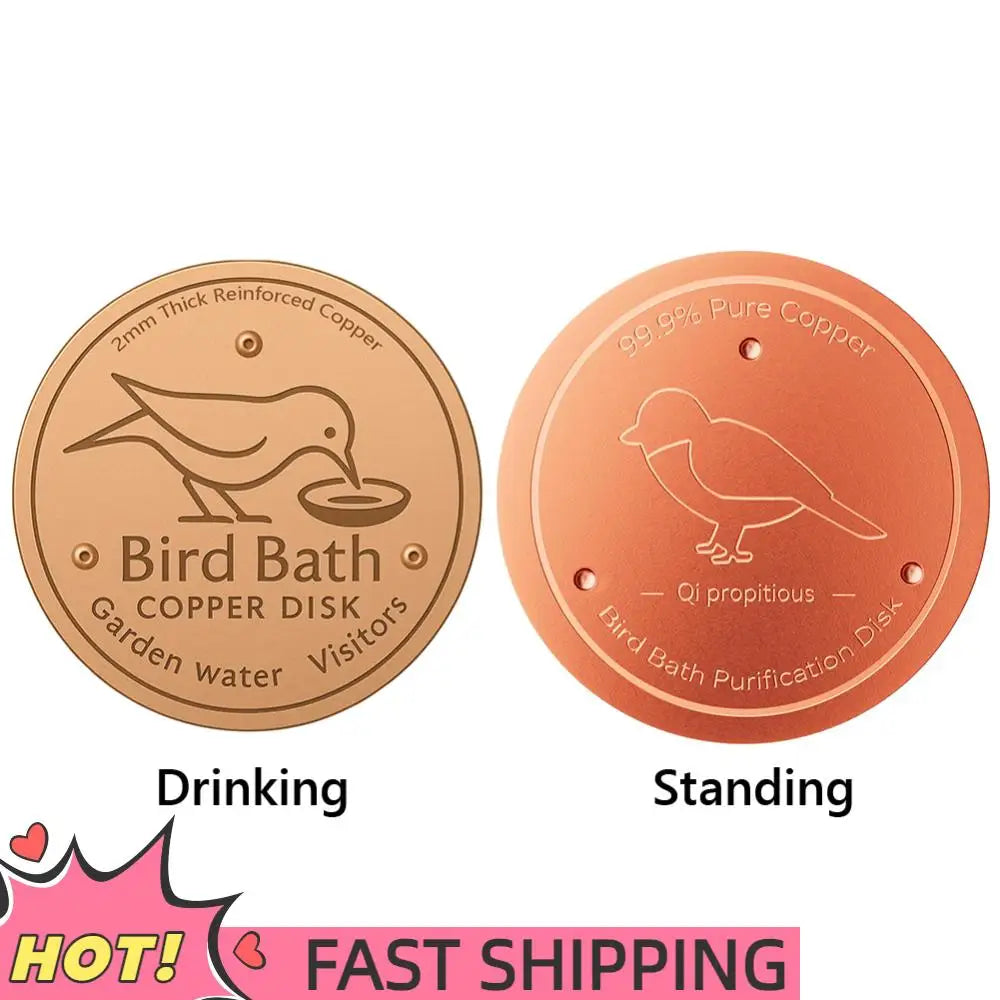 Bird Bath Copper Disk Triple-Point Support Copper Cleaning Disk Copper Bird Bath Purification Disk for Outdoor Birdbaths Bowl