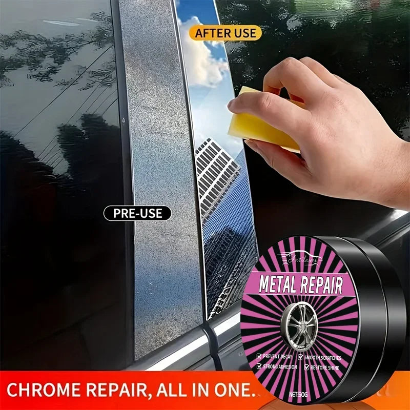 Chrome & Metal Polishing Paste - Car Plating Restoration Cream for Shiny Wheels, Bumpers & MoreChrome & Metal Polishing