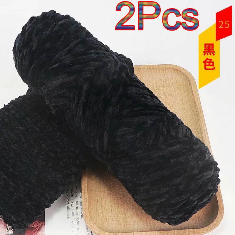 2Pcs Chenille Yarn hand Knitting 100% Polyester Velvet Yarn Crocheting Amigurumi bag line knit sweater blanket hat scarf threads