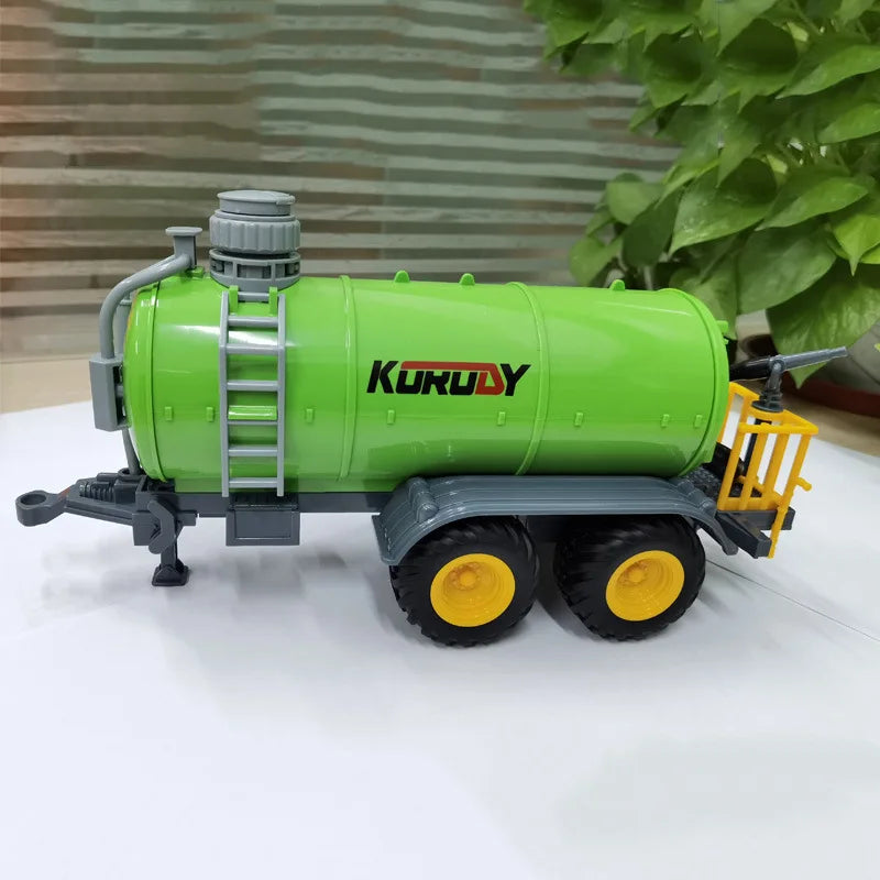 1:24 Scale Remote-Controlled Tractor Toy Alloy Electric Farm Truck with Headlights RC Car Set for Kids Birthday Christmas Gifts