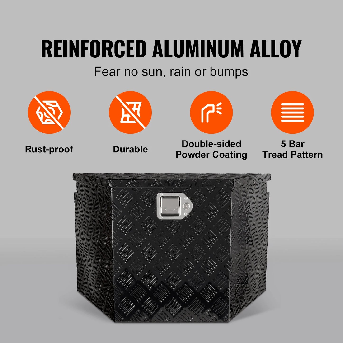 SucceBuy Trailer Tongue Box Aluminum Alloy Box Tool Chest Heavy Duty Trailer Box Utility Trailer Tongue Box for Pickup Truck