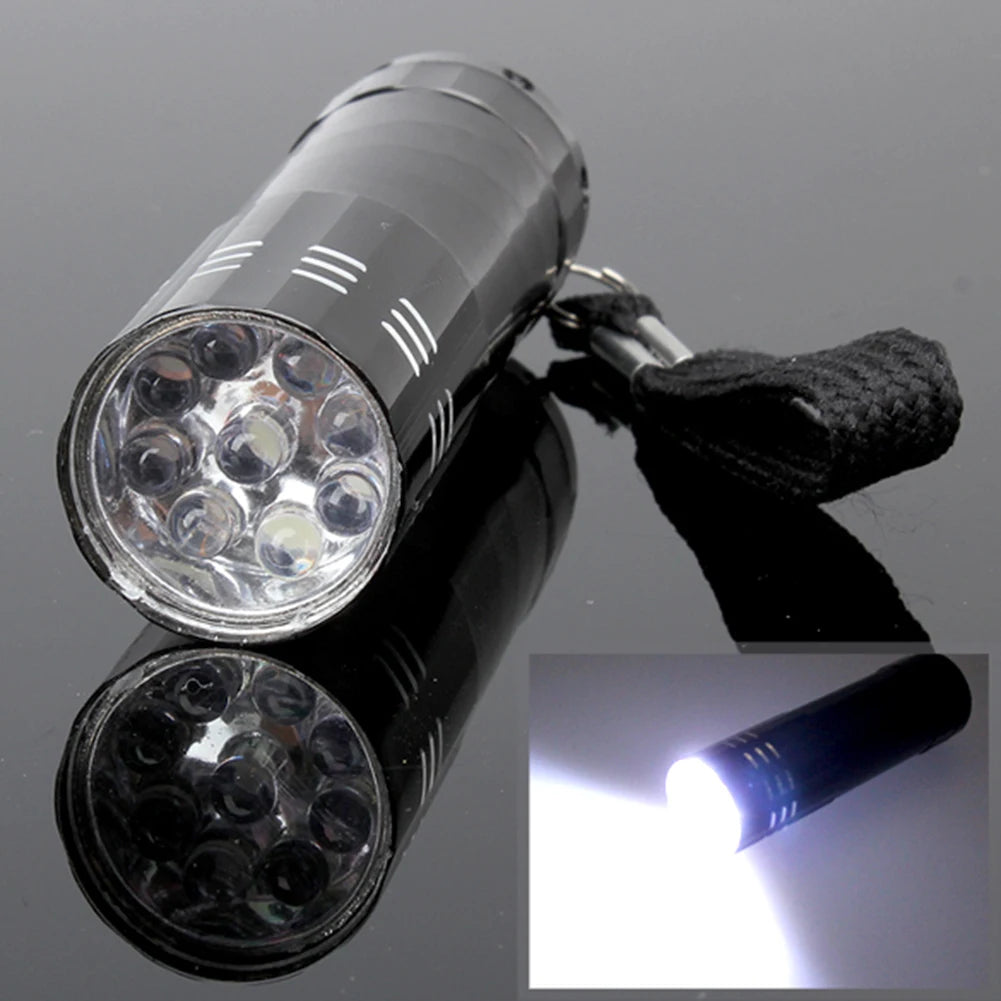 9LED Mini Flashlight Battery Powered Portable Camping Flashlight Handheld Super Bright Light for Outdoor Hiking Fishing