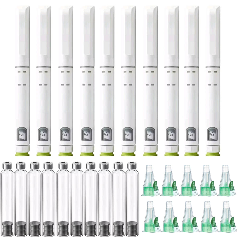 Disposable Sterile Injection Pen Insulin Injection Pen Adjustable Growth Hormone Dose 60U with 3ml Cartridges & 32G 4mm Pen Tip
