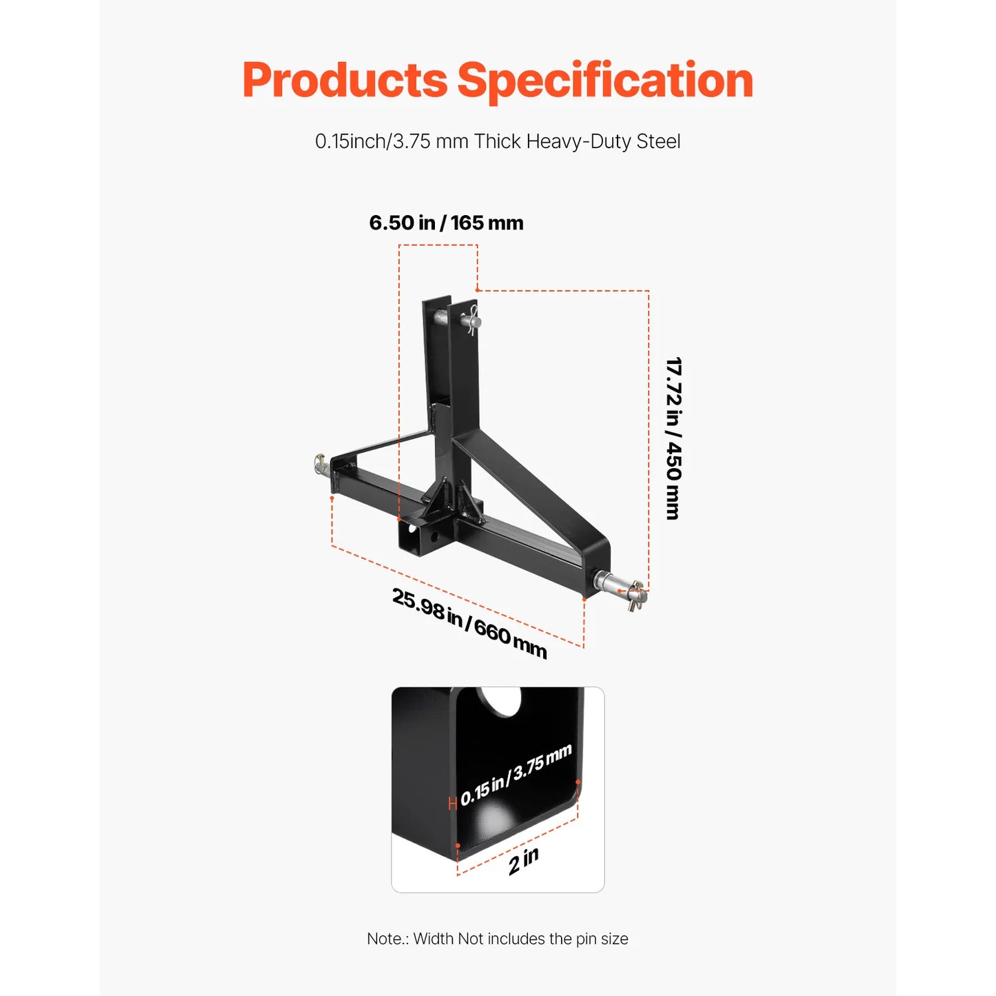 SucceBuy 3Point Trailer Hitch with 2in Receiver 3pt for Category 1Tractor 3000lbs Tow Drawbar Adapter Compatible with John Deere