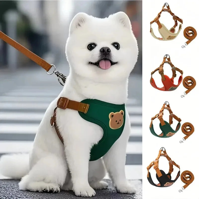 Pet Dog Harness and Leash Set for Small Medium Dogs & Cats Breathable Adjustable Puppy Vest, Reflective Chest Strap Harness