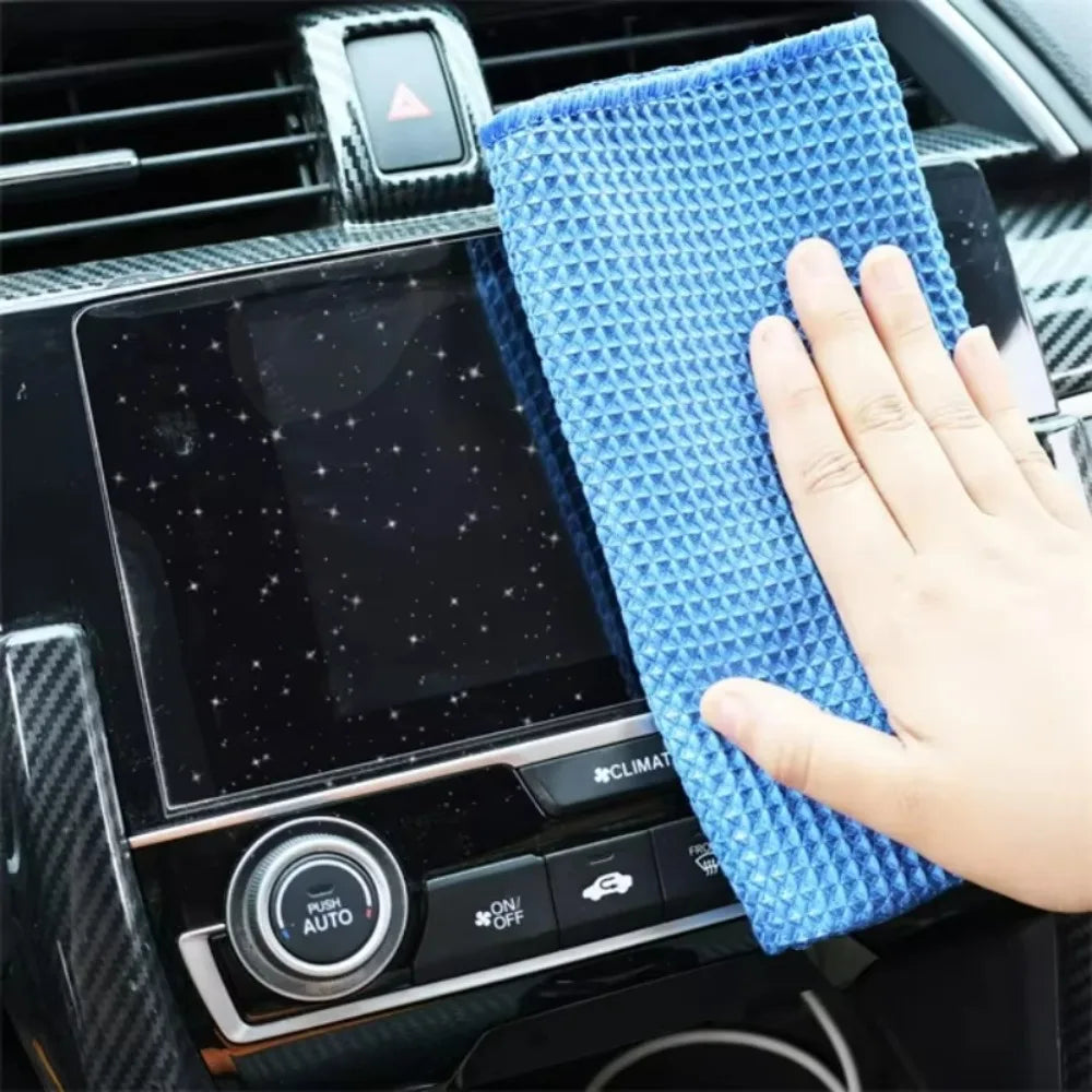 Car Wash Towel Glass Cleaning Water Drying Microfiber Window Clean Wipe Auto Detailing Waffle Weave for Kitchen Bath Home Office