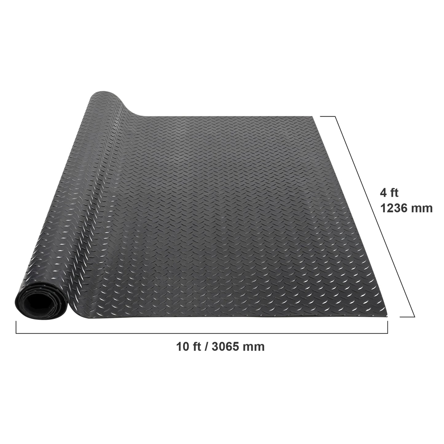 SucceBuy Diamond-Plate Rubber Flooring Roll 4x6/8/10/15 ft SBR Rubber Garage Floor Mat Easy to Clean for Under Cars Garage Gym