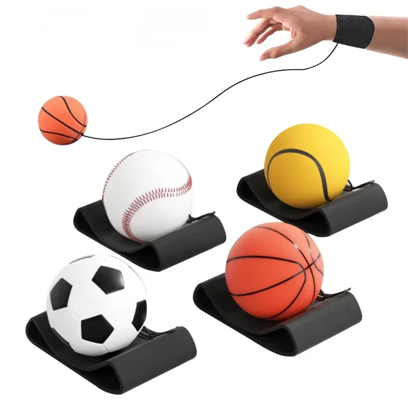 Wrist Return Ball Rubber Sport Ball with Strap and String Rebound Bouncy Balls Toy for Teens Adults Wrist Exercise or Play