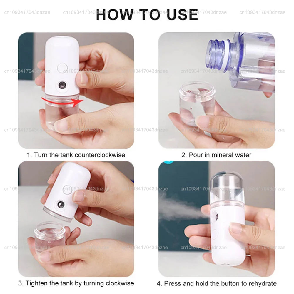 1pcs USB Mist Facial Sprayer Humidifier Rechargeable Nebulizer Face Steamer Moisturizing Beauty Instruments Face Skin Care Tools