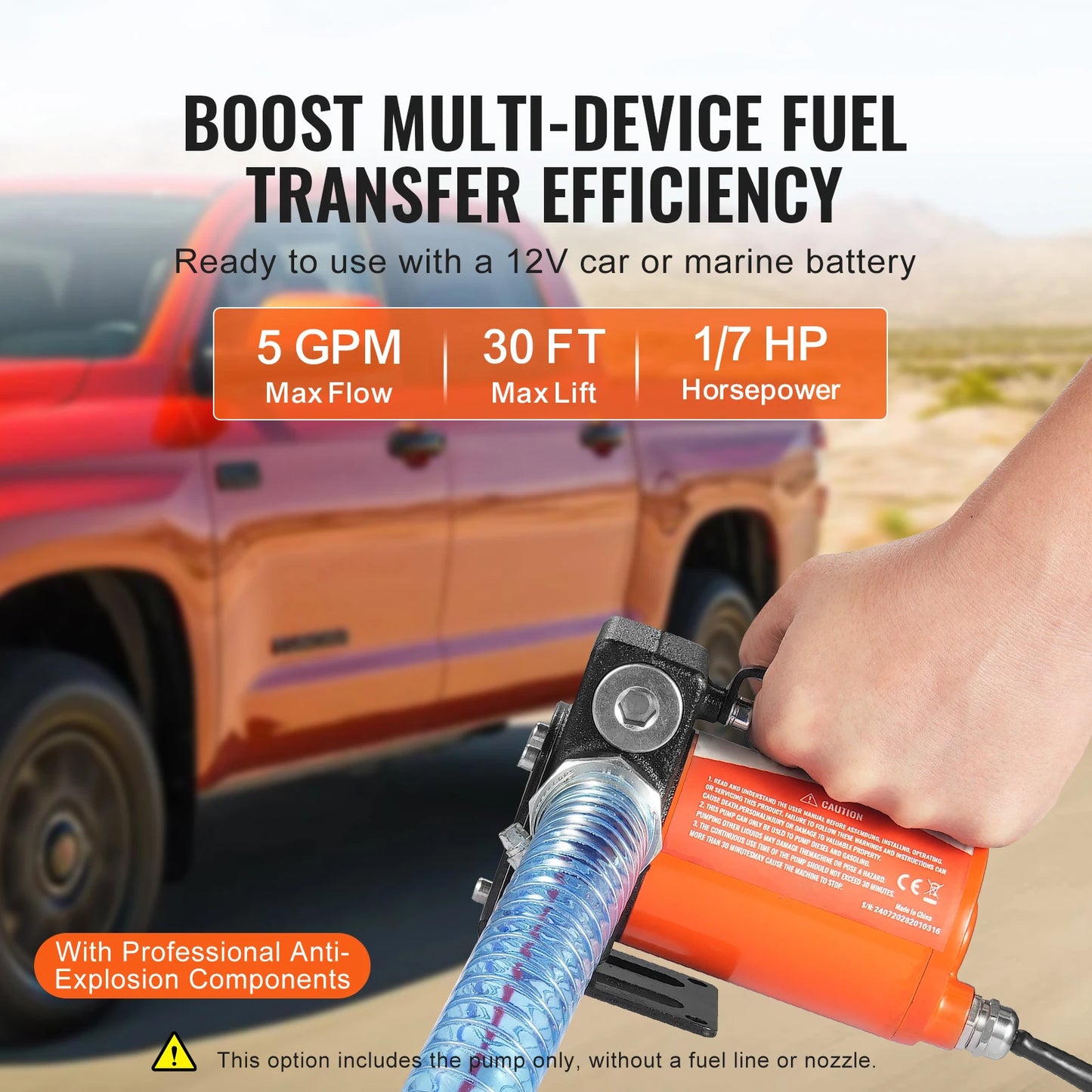 SucceBuy Fuel Transfer Pump 12V DC Portable/Gear-Type Electric Diesel Transfer Pump for Diesel Gasoline Kerosene Methanol Blends