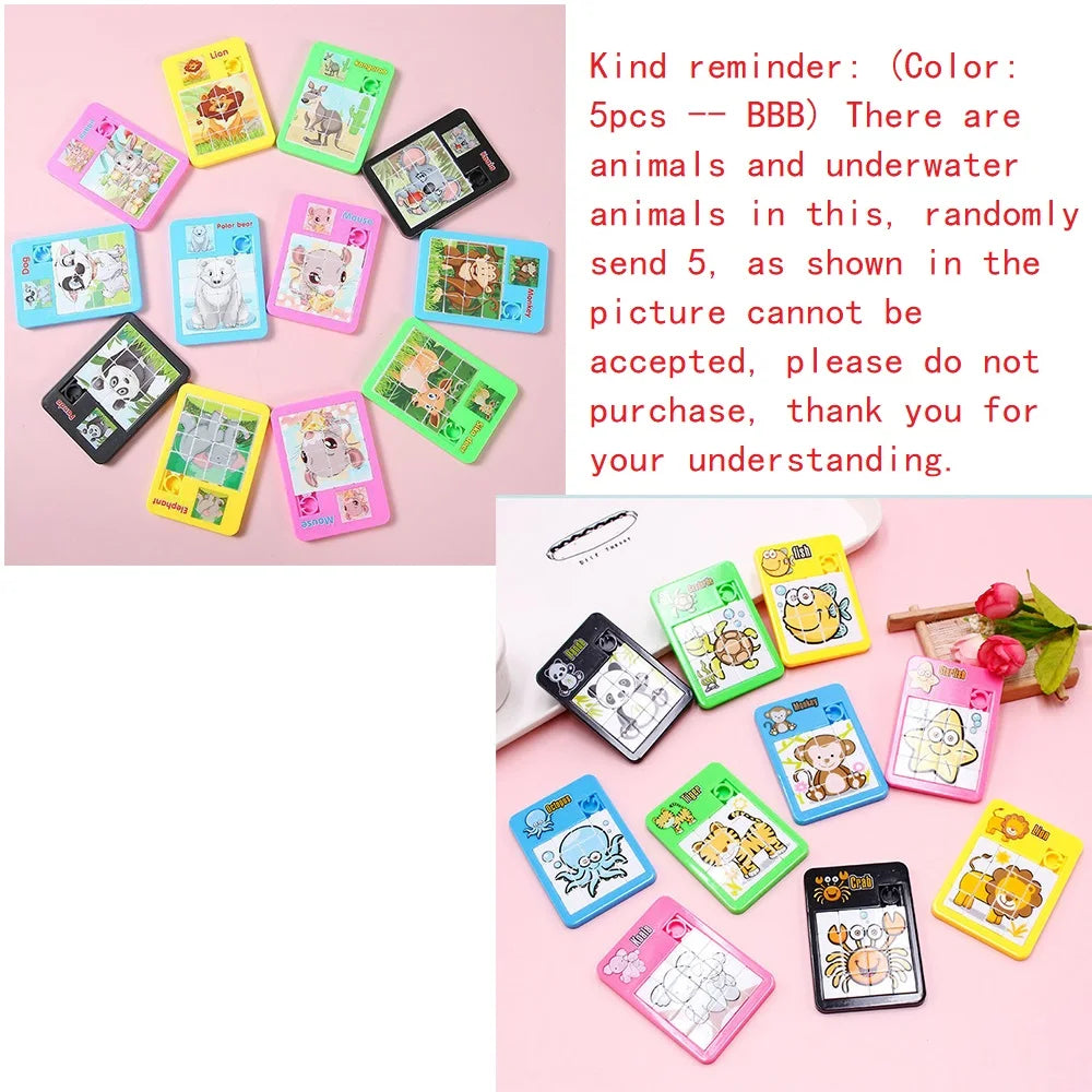 5Pcs Cute Move Animal Jigsaw Puzzle Kids Birthday Party Gift Shower Children Educational Toys Souvenir Party Favors Reward