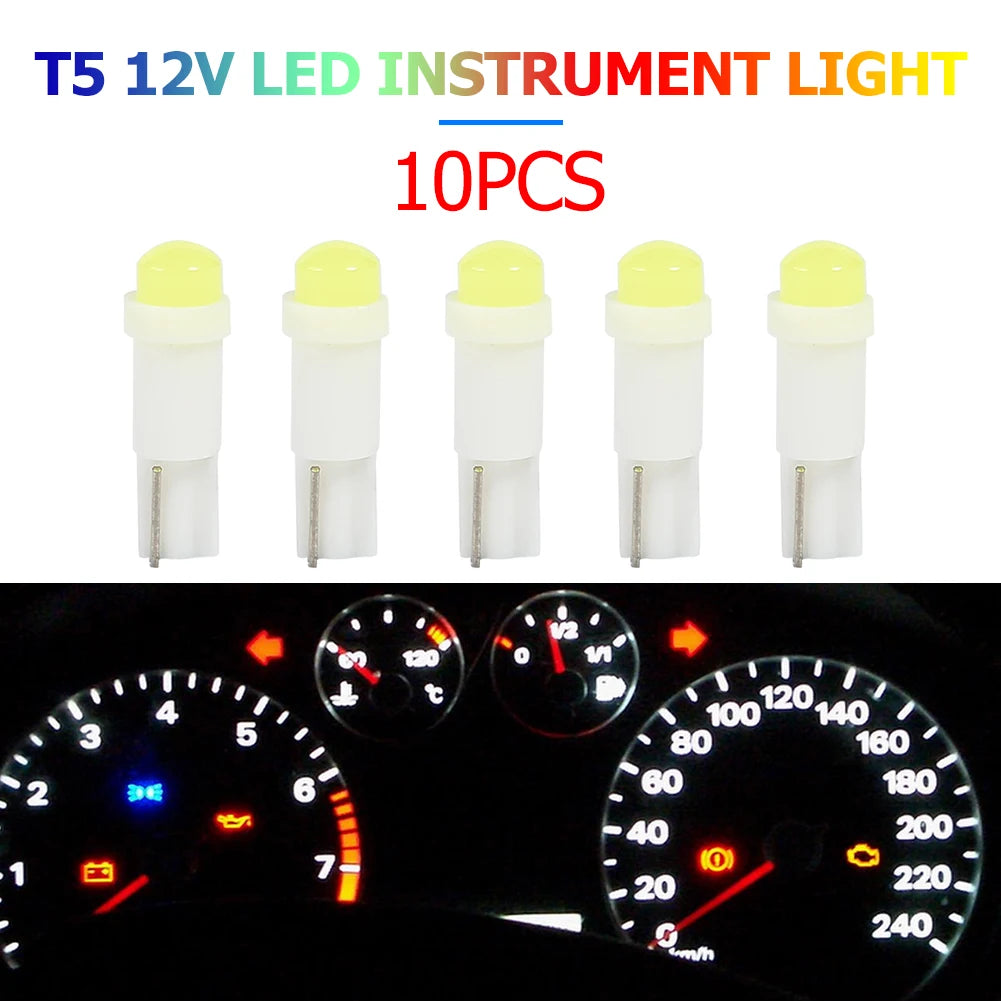 10pcs T5 3D COB LED Wedge Bulbs for Car Dashboard Instrument Light Reading Lamp Long Life Of a Super Bright 1w Lamp Bead