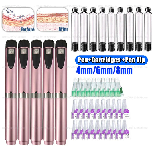 Adjustable Injection Pen Kit 3ml Sterile Empty Cartridges Cassette Bottle 4/6/8mm Disposable Pen Tip for Lilly Insulin Injection