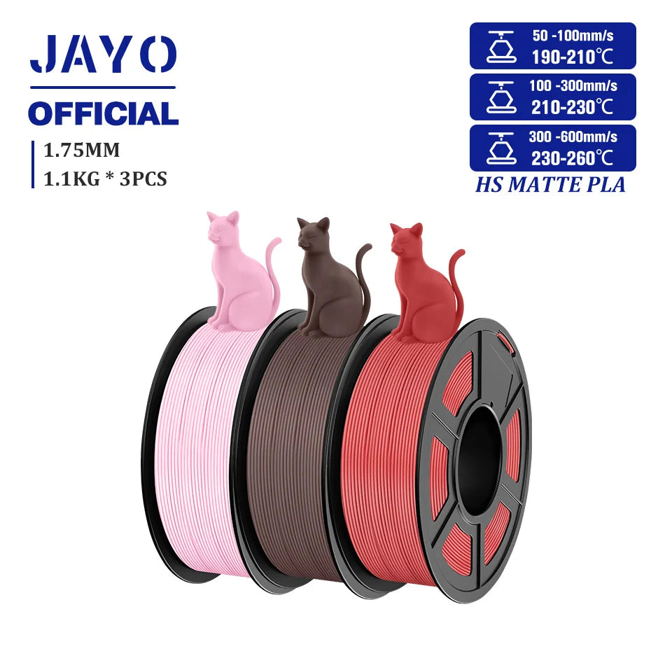JAYO PLA Classic 1.75mm 3D Filament High Speed Matte PLA Filament For FDM 3D Printers 600mm/s High Speed Printing Materials