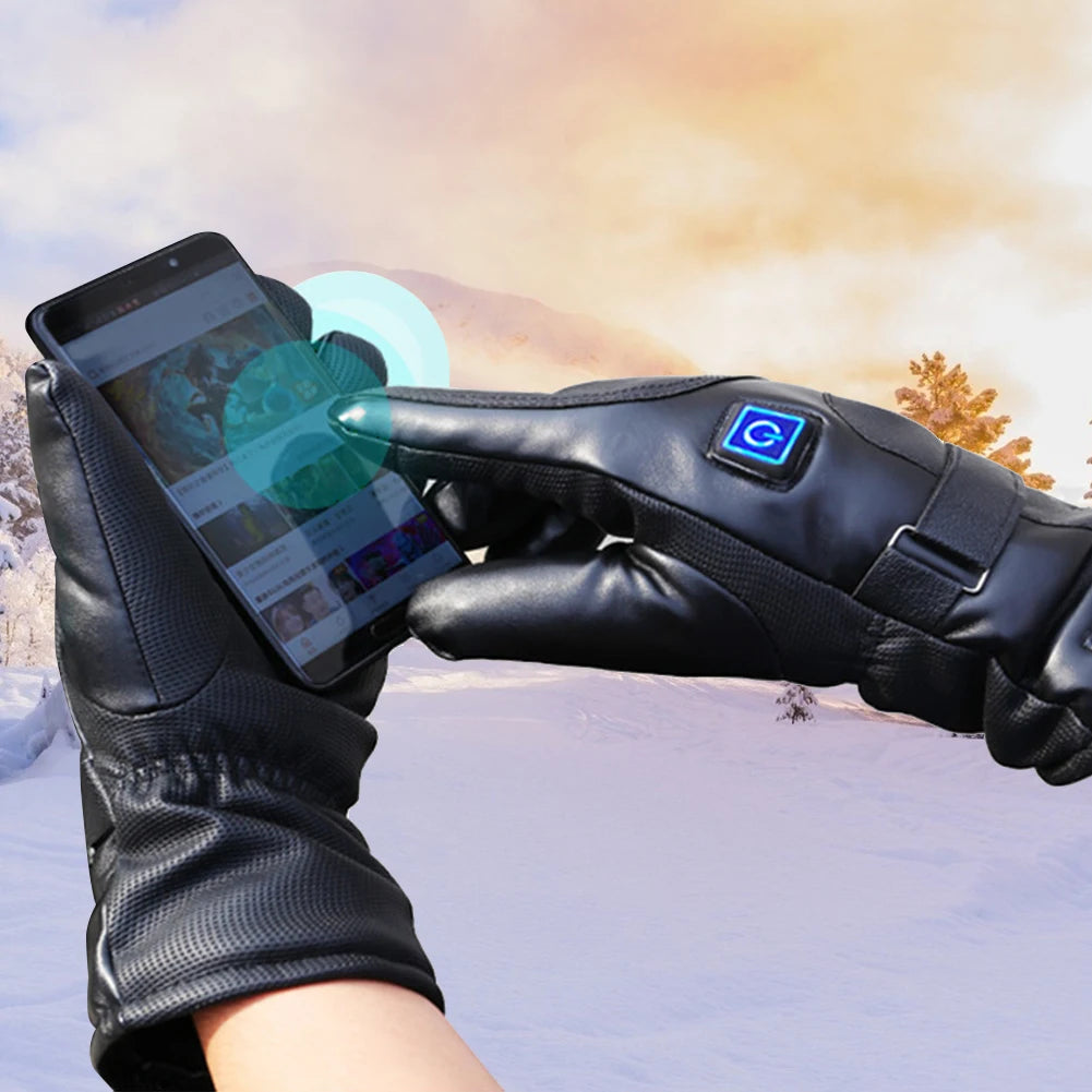Rechargeable Heated Gloves 3 Temperature Levels Waterproof Electric Winter Gloves Hand Warmer for Outdoor Cycling Skiing Hiking