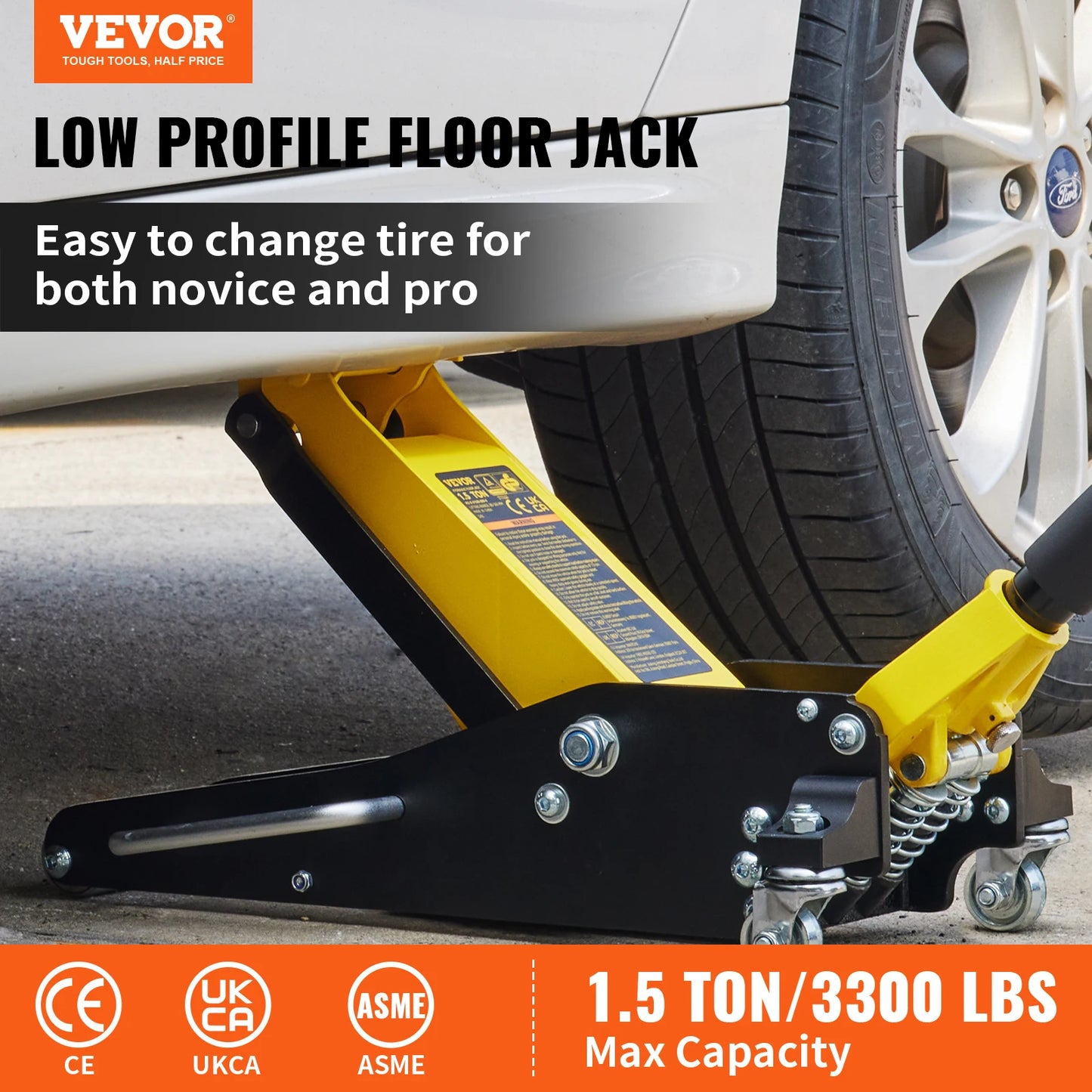 SucceBuyCar Jack 1.5-3 Ton Floor Jack Aluminum&Steel Racing Jack Single Pistons Quick Lift Pump Tire Change Lifting Repair Tool
