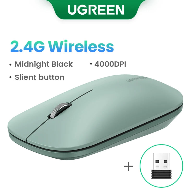 UGREEN Mouse 4000 DPI Wireless Mice 40db Silent Click For MacBook Pro M1 M2 iPad Tablet Computer Laptop PC 2.4G Wireless Mouse