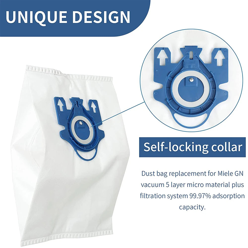 12x Vacuum Cleaner Bags For Miele FJM Hyclean 3D GN C2 C3 S2 S5 S8 S5211 S5210