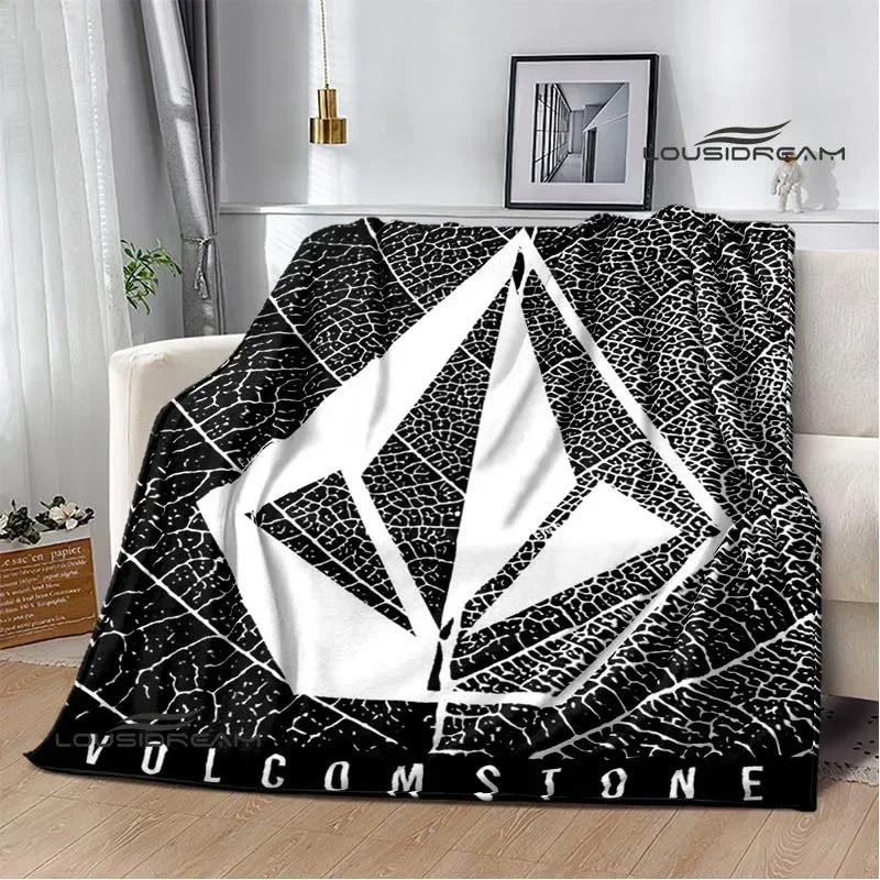 V-VOLCOM LOGO Printed blankets Flannel Warm blanket Soft Cozy Blanket Travel Blankets bed linings cubre cama Birthday Gift